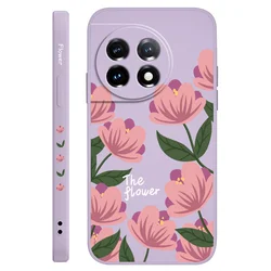 Pink Primrose Liquid Silicone Phone Case for OnePlus 12 5G (Light Purple)