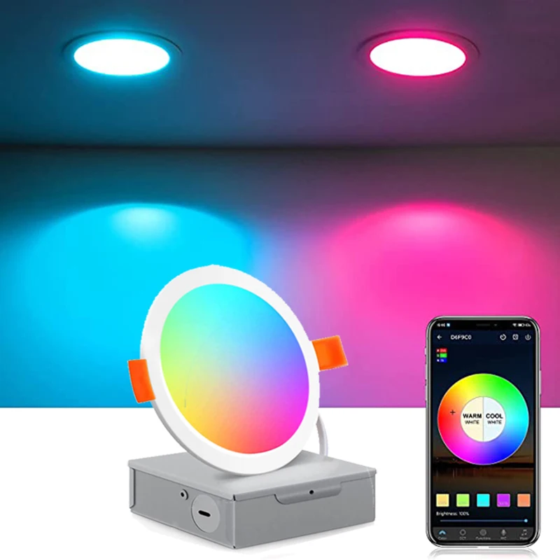 スマートLEDダウンライト,6インチ,調光可能な照明,音楽同期,alexaおよびGoogleアシスタントで動作 AliExpress