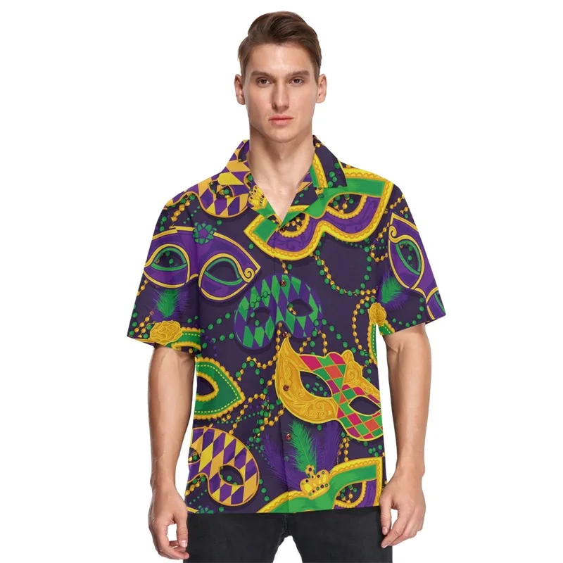 thumbnail image 1 of Camisa hawaiana de playa para hombre, con estampado 3D, holgada, de manga corta, con botones, informal, de talla grande, 1 of 5