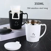 350ml Vacuum Cup Portable Mug Insulated Cup for Outdoor Traveling Double Wall Stainless Steel Coffee Cup with Handle and Lid 4