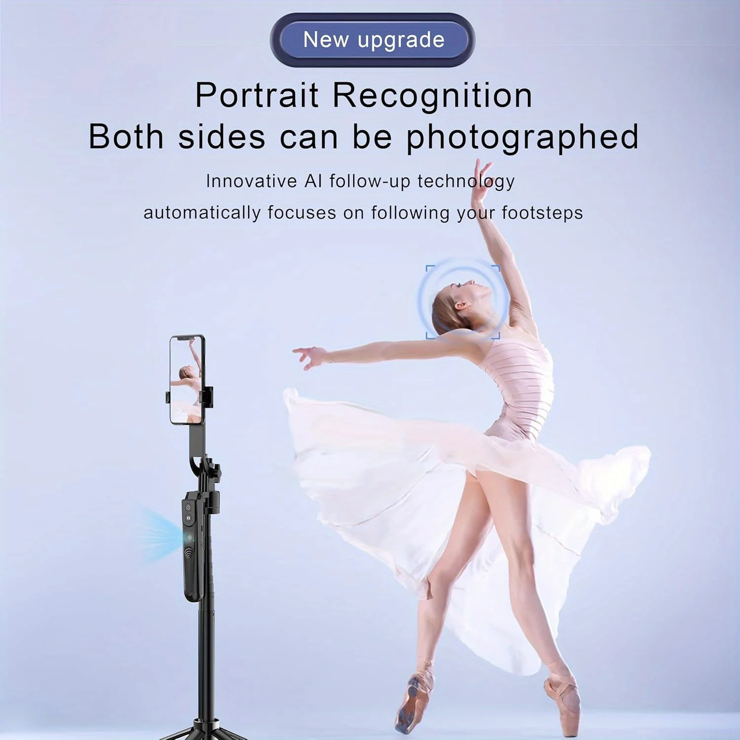 C17 Auto Face Tracking Tripod 1.63m Extendable Auto Face Tracking Selfie Stick Tripod for Video Vlog Live Stream
