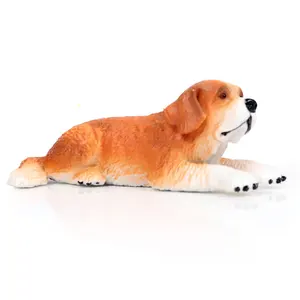 Children's solid simulation animal dog model pose Saint Bernard Ranch Bernard lies down pet dog hand-made toy ornaments