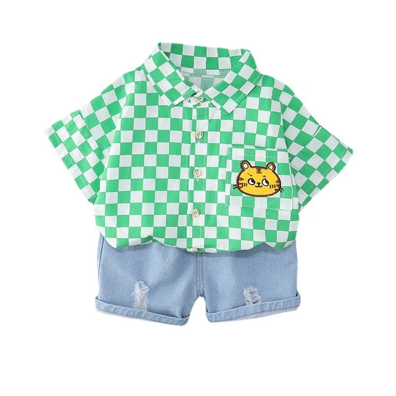 

New Summer Baby Clothes Children Boys Girls Fashion Plaid Shirt Shorts 2Pcs/Sets Toddler Casual Costume Infant Kids Tracksuits
