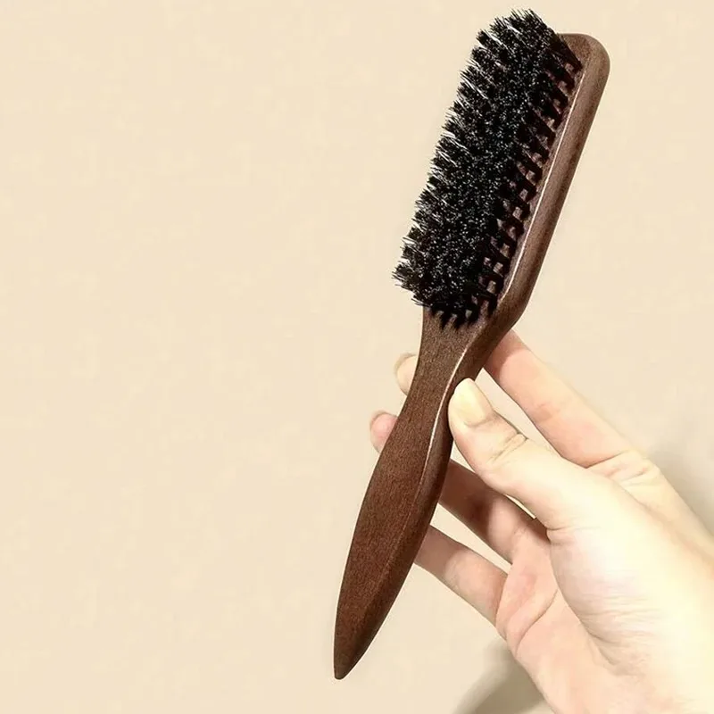 Spazzola per barba in legno con setole di cinghiale, pettine per baffi da uomo, spazzola per capelli, spazzola per la pulizia dei capelli spezzati per acconciature da donna - immagine 4