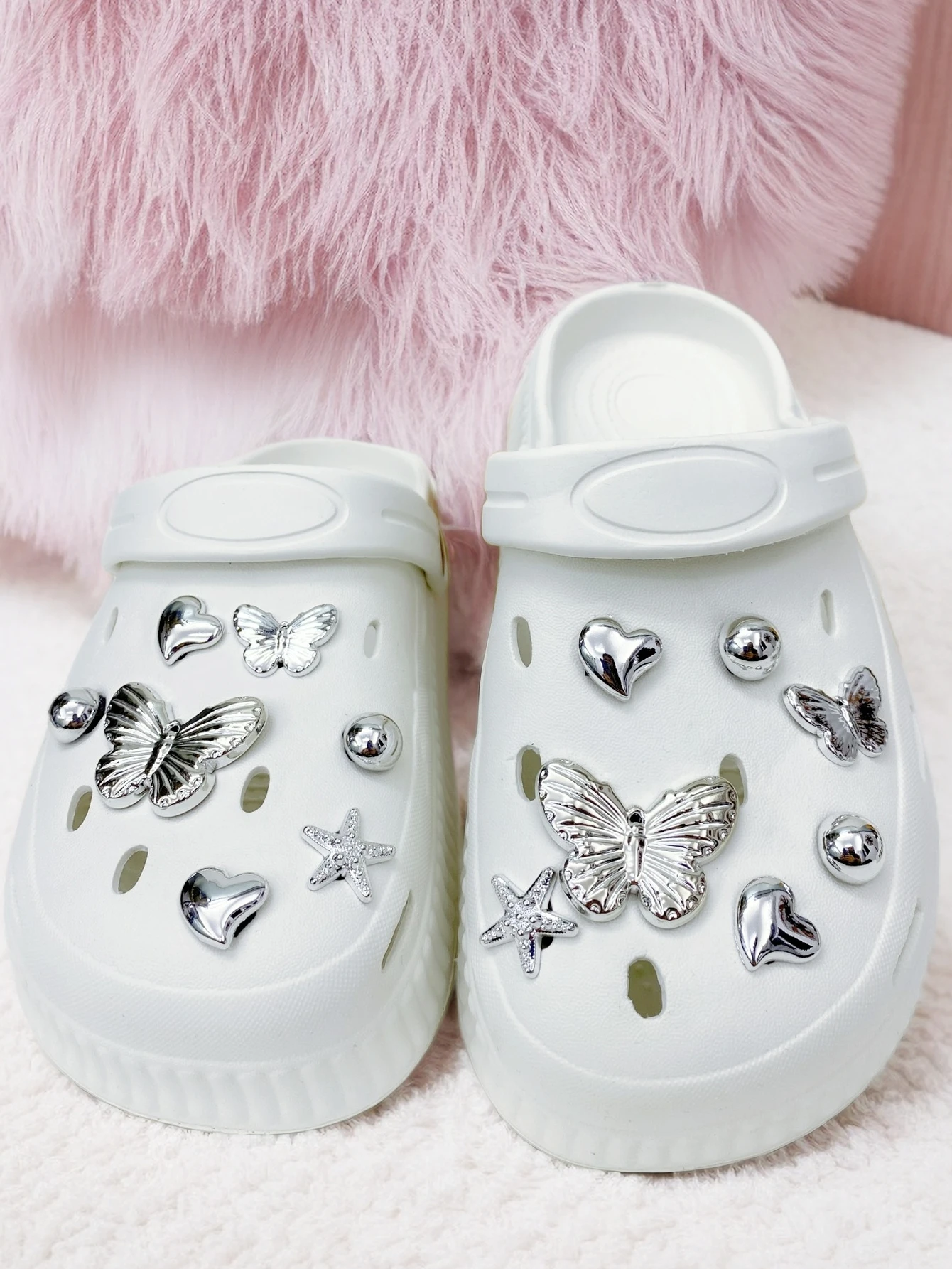 Crocs 전기 도금 나비 DIY 액세서리, 정원 신발 액세서리, 3D 입체 신발, 꽃 신발 b용 14 개 