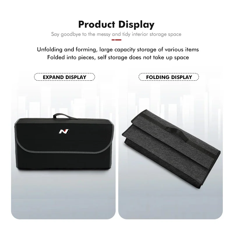 Organizer Per Bagagliaio Auto In Feltro – Scatola Pieghevole 50x24x15 Cm, Con Maniglia, Impermeabile E Antipolvere, Per Auto, SUV E Camion