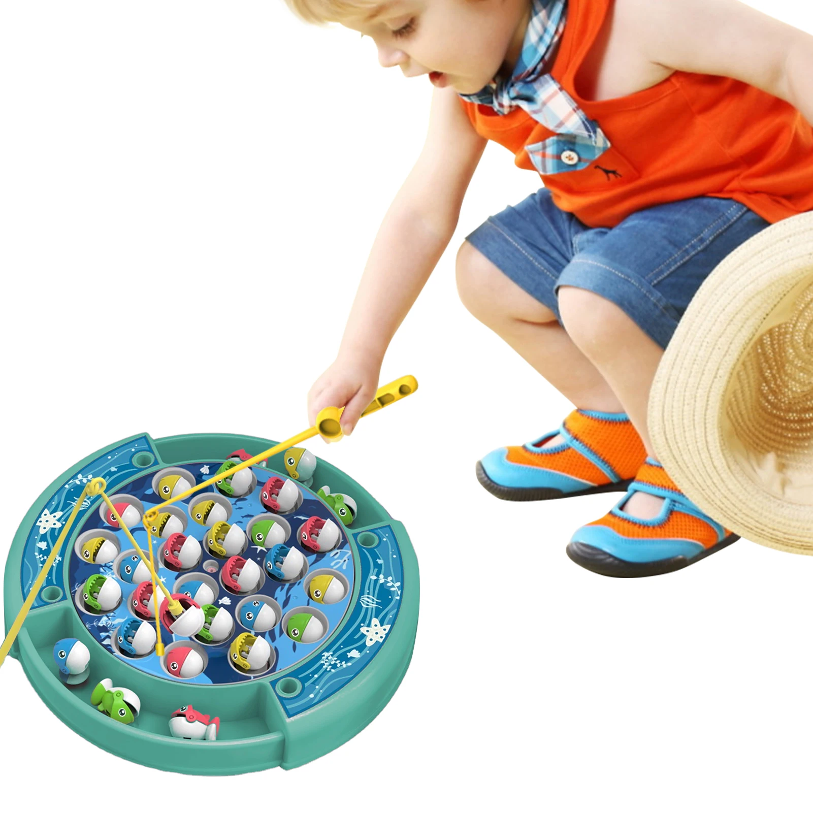 Double shell fishing toy children puzzle boys and girls pool set of  magnetic fishing rod 2-year-old 3-year-old 4-year-old 5-year - AliExpress