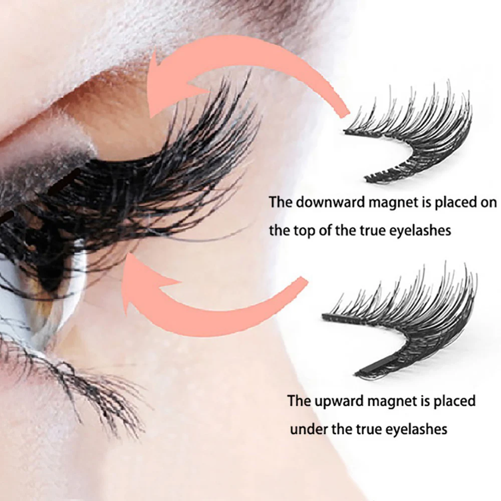 3D Magnetic Eyelashes Kit 5 Magnet Easy To Wear False Natural Black Stem Fake Lashes Reusable Eyelash Supplies