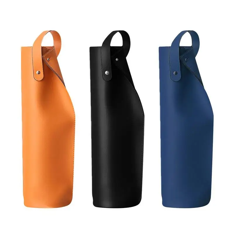 

Single Bottle Wine Bags Creative Reusable PU Leather Bag With Handles Multipurpose Waterproof Wine Bottle Protector Bag Tools