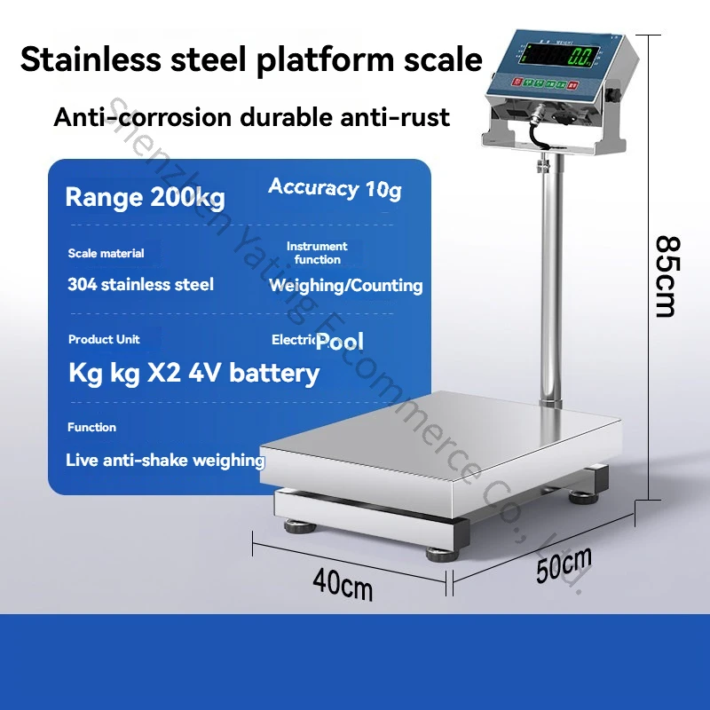 200kg Weighing Scale Stainless Steel Electronic Platform Scale Industrial Water