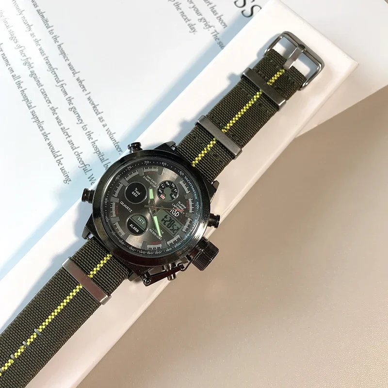 Bi-Color French Parachute Nylon Elastic Watch Strap - Military Style Bracelet