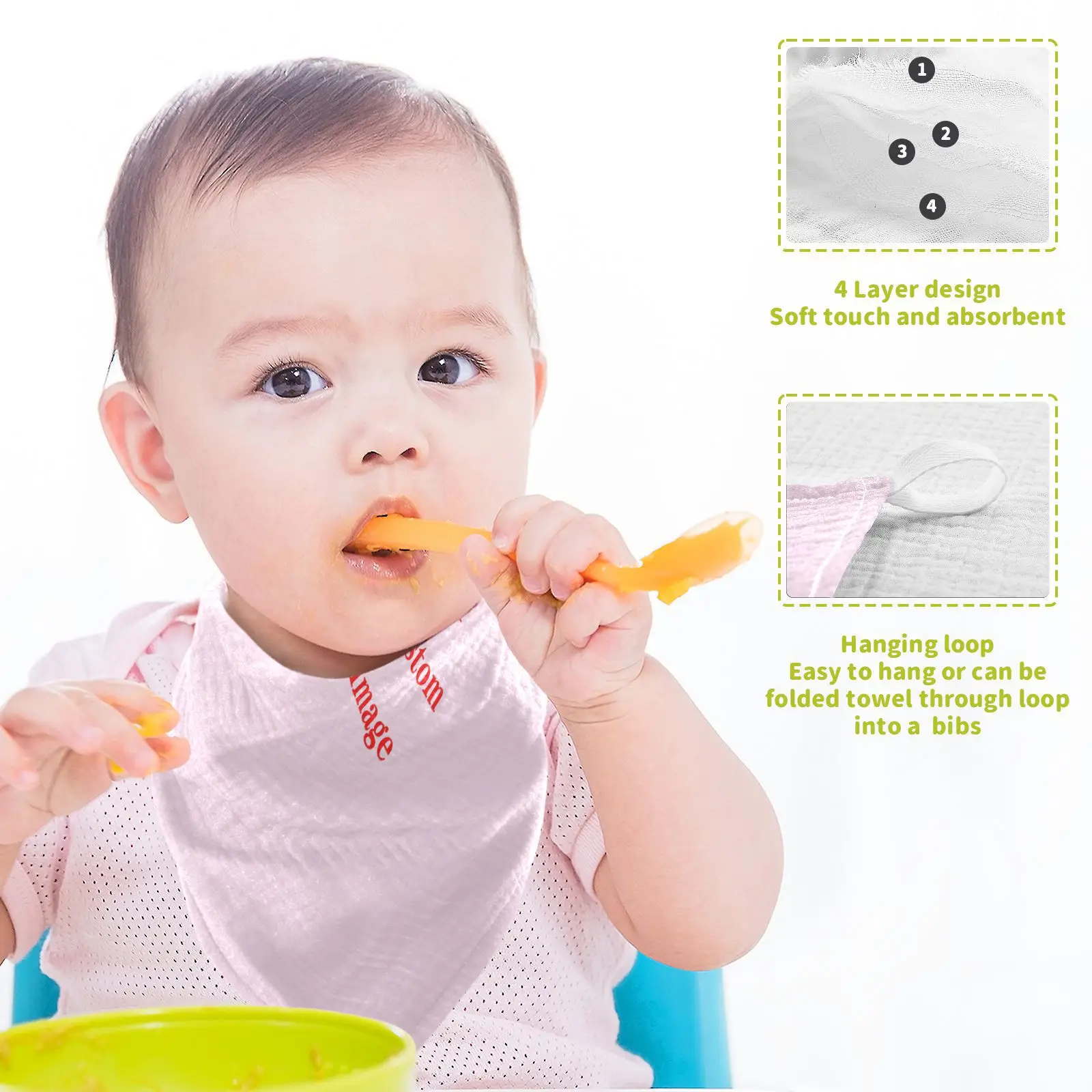 3/5PCS Baby Cotton Bath Towel 4-Layer Gauze Face Washcloth Squares Hand Wipe Newborn Bathing Feeding Kids Handkerchief