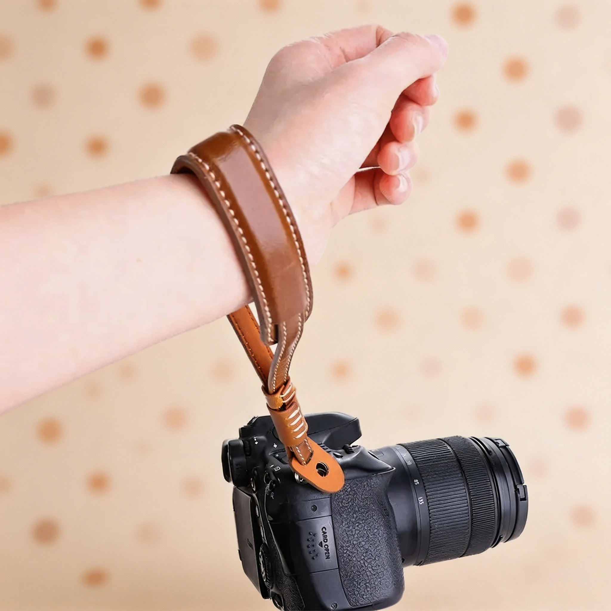 2026 새로운 레트로 PU 가죽 카메라 손목 스트랩 끈 DSLR 디지털 카메라용, 블랙 브라운 커피