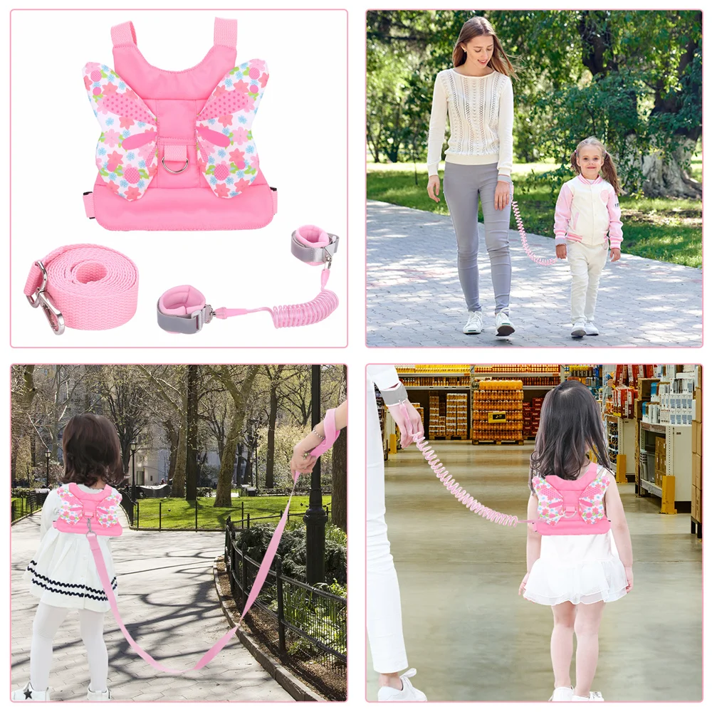 3In1 Baby Harness Anti Lost Wrist Link+Toddlers Leash Backpack Walking Safty Child Kids Wristband Assistant Strap Belt Butterfly 6