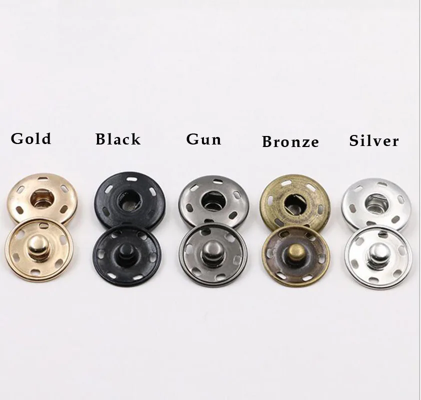 Poppers A Scatto Rotondi In Metallo, Pulsanti Di Fissaggio, Cuci, 100 Set, 10Mm, 12Mm, 15Mm, 17Mm, 19Mm, 21Mm, 23Mm, 25Mm, 30Mm