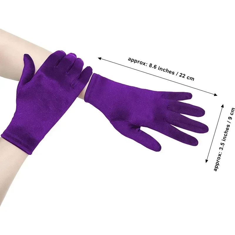 Short Opera Velvet Gloves for Women Flapper Stretchy Wrist Length Banquet Gloves Tea Party Halloween Costume