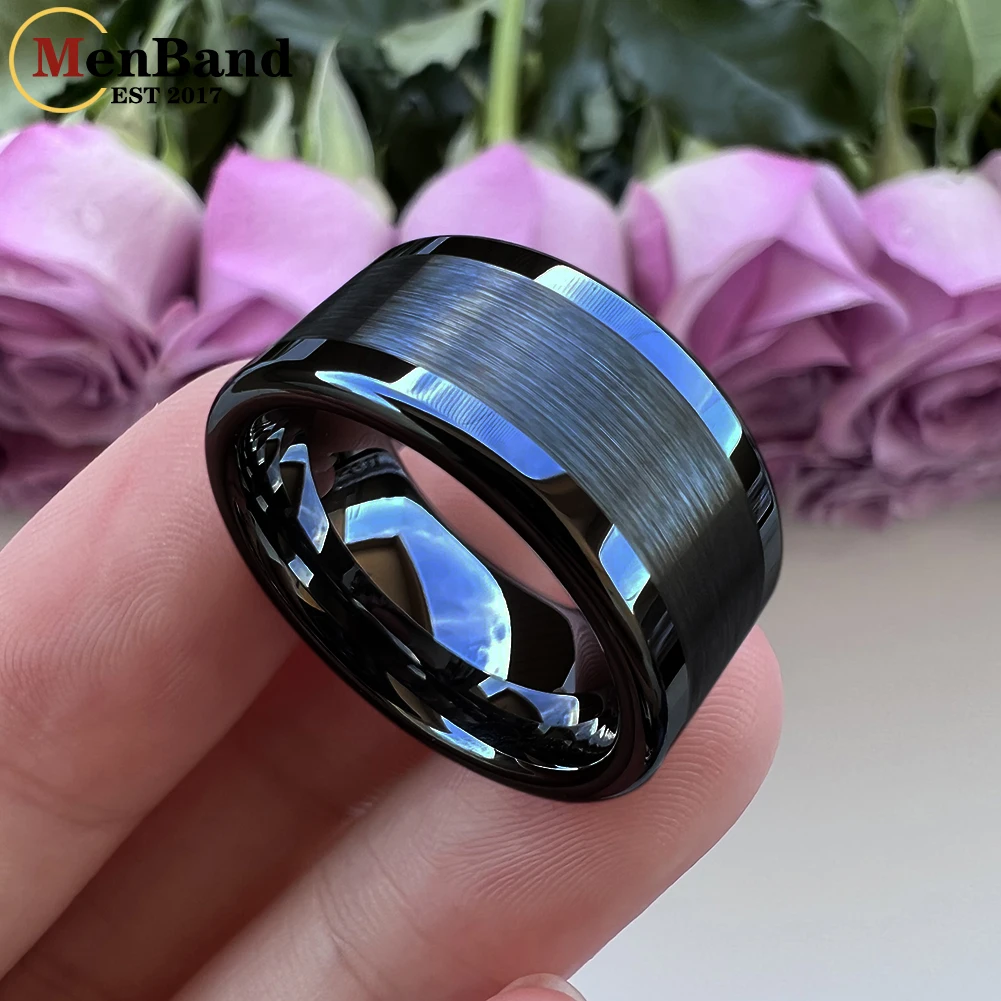 MenBand 10MM 12MM Classic Fashion Polished Brushed Flat Wedding Band Tungsten Men Women Ring Comfort Fit Free Shipping