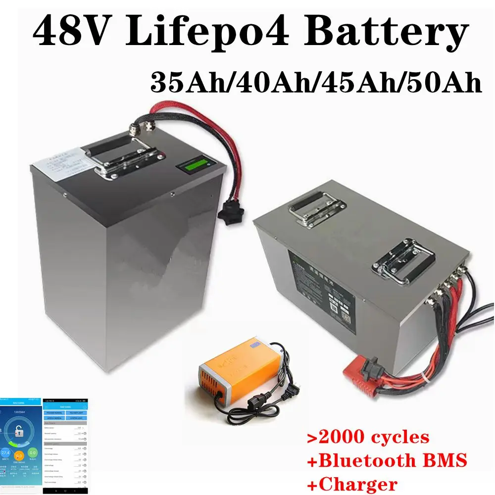 Bms 16S 48V Lifepo4 35Ah 40Ah 45Ah 50Ah Batteria Al Litio Con Monitor App Bluetooth Per E-Bike Scooter Moto Risciò