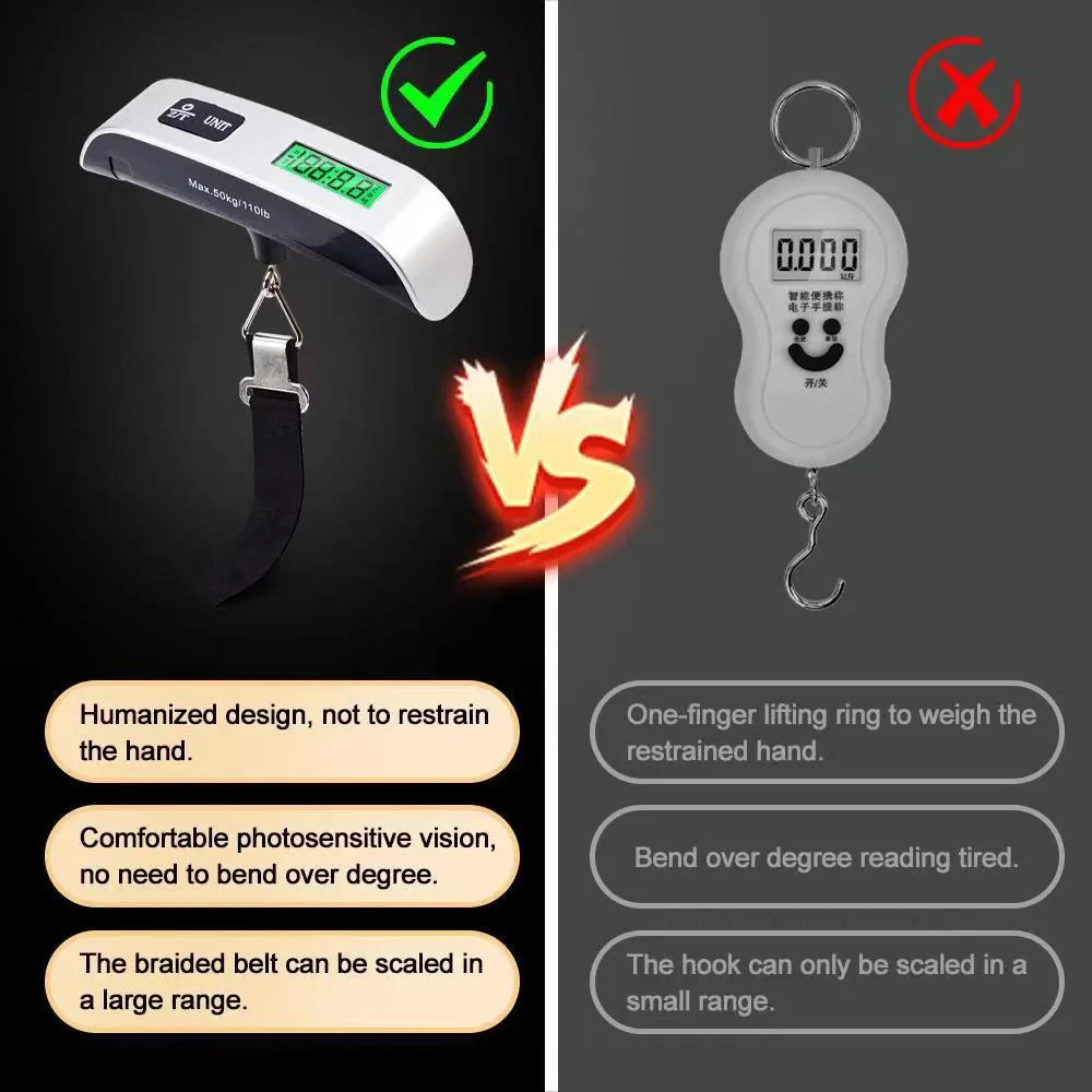 Portable Scale Digital LCD Display 110lb/50kg Electronic Luggage Hanging Suitcase Travel Weighs Baggage Bag Balance