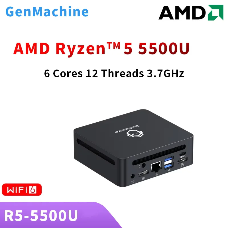 GenMachine Mini PC Ren5000 5500U AMD Ryzen5 5500U CPU Windows 11