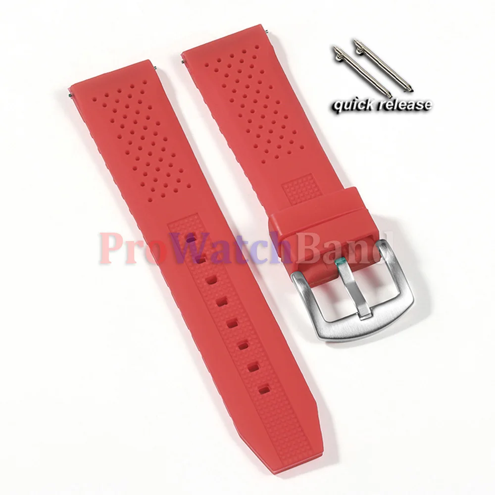 Premium Silicone Waterproof Sport Watch Band with Pin Buckle - Soft Rubber Strap