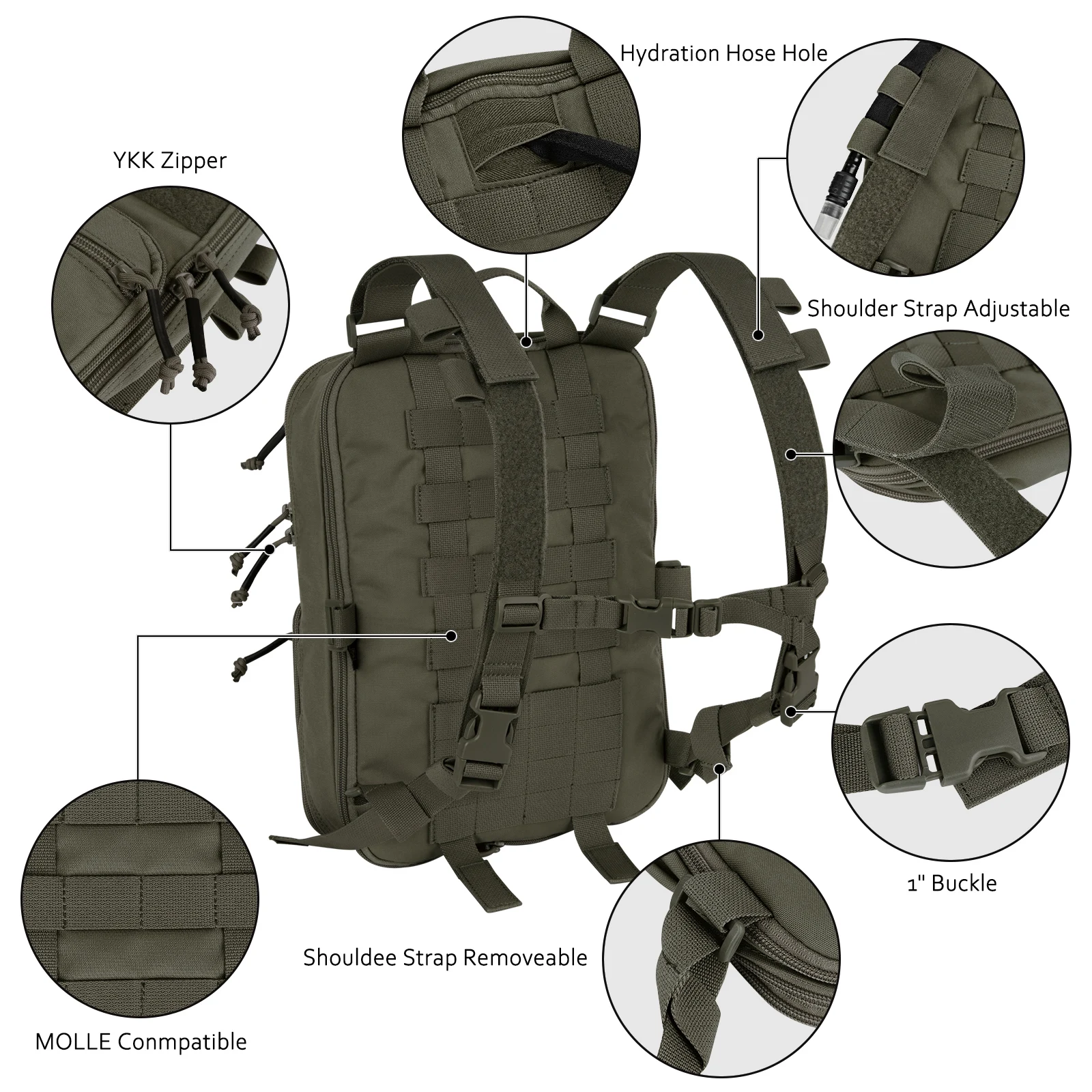 KRYDEX-Mochila Tática Flatpack D3, Expansível Assaulter Pack, Hidratação Molle Strap, Viagem EDC Pack, Acessórios de Caça, 23L