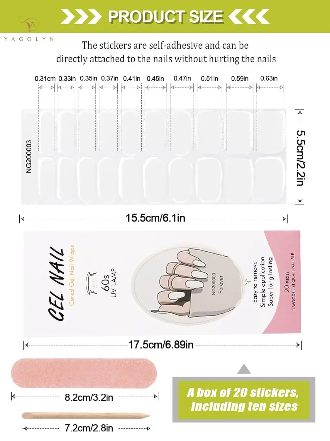 16/20Tips Semi-Cured Nail Wraps Simple Color Adhesive Waterproof Long Lasting Gel Nails Stickers set for UV Lamp Need Manicure nail stickers,nail art tools