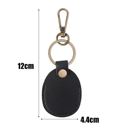 Premium Leather Keychain Holder - PU Leather Protective Case with Soft Coverage and Keyring (Black)
