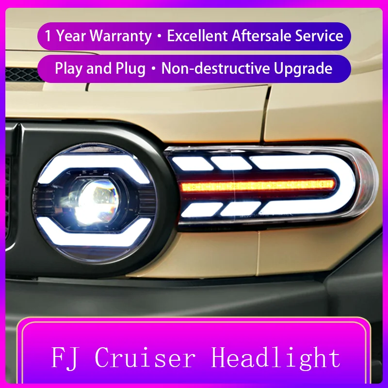 

Автостайлинг для Toyota FJ Cruiser 2007-2020, передняя фара DRL, сигнал поворота, подсветка, динамическая фотолампа, автомобильные аксессуары