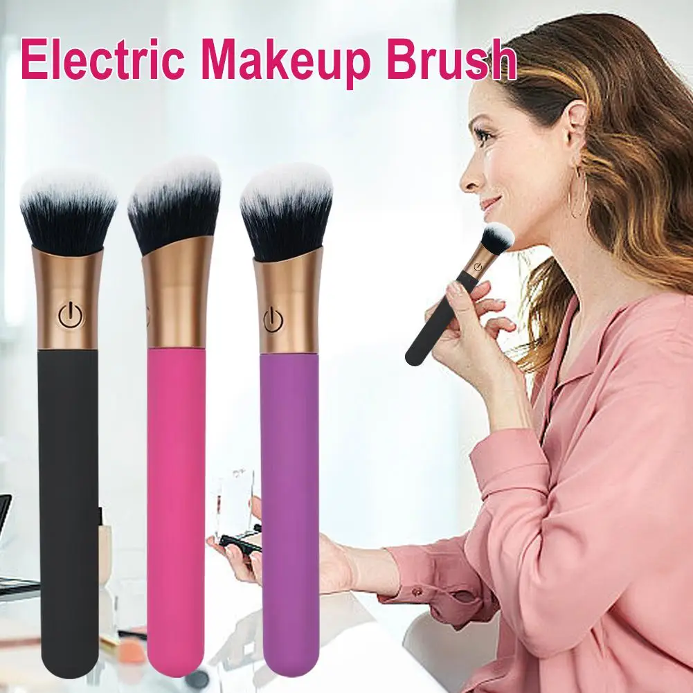 

Electric Cosmetic Brush Foundation Blush Loose Powder Brush Washable Tool Tool Rechargeable Vibration Makeup Brush Beauty X5A3