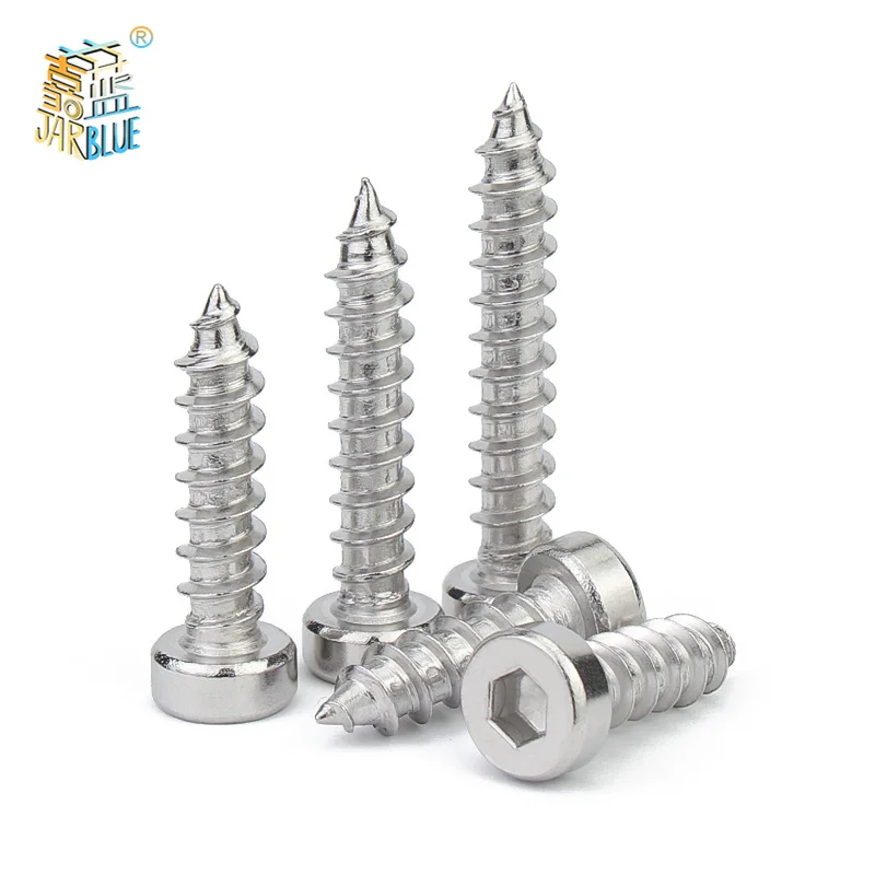 

50pcs M1.7 M2 M2.3 M2.6 M3 M3.5 M4 M5 M6 Nickel-Plated Carbon Steel Allen Key Hex Hexagon Socket Cap Head Self Tapping Screw