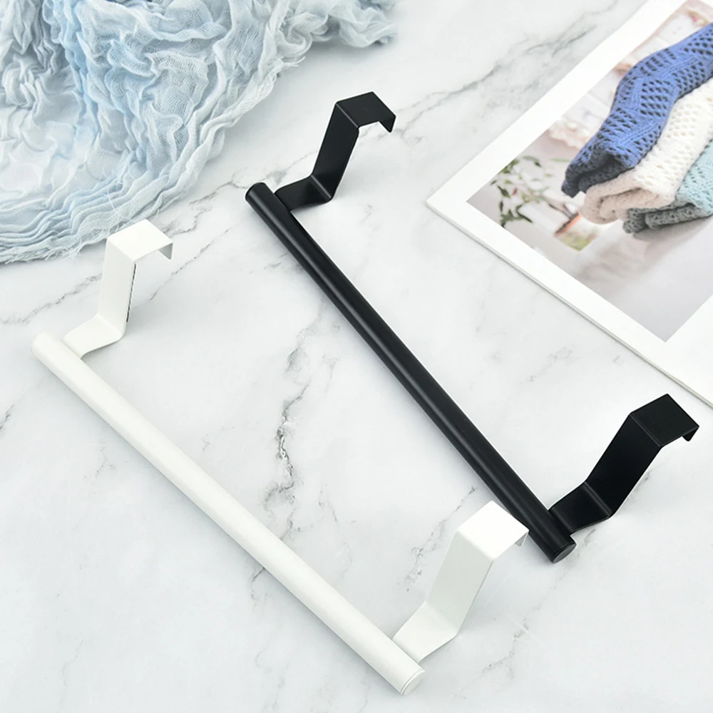 1pc Stainless Steel Towel Rack Bathroom Towel Holder Stand Shelf Wall Mounted Bar Kitchen Cabinet Door Hanging Organizer