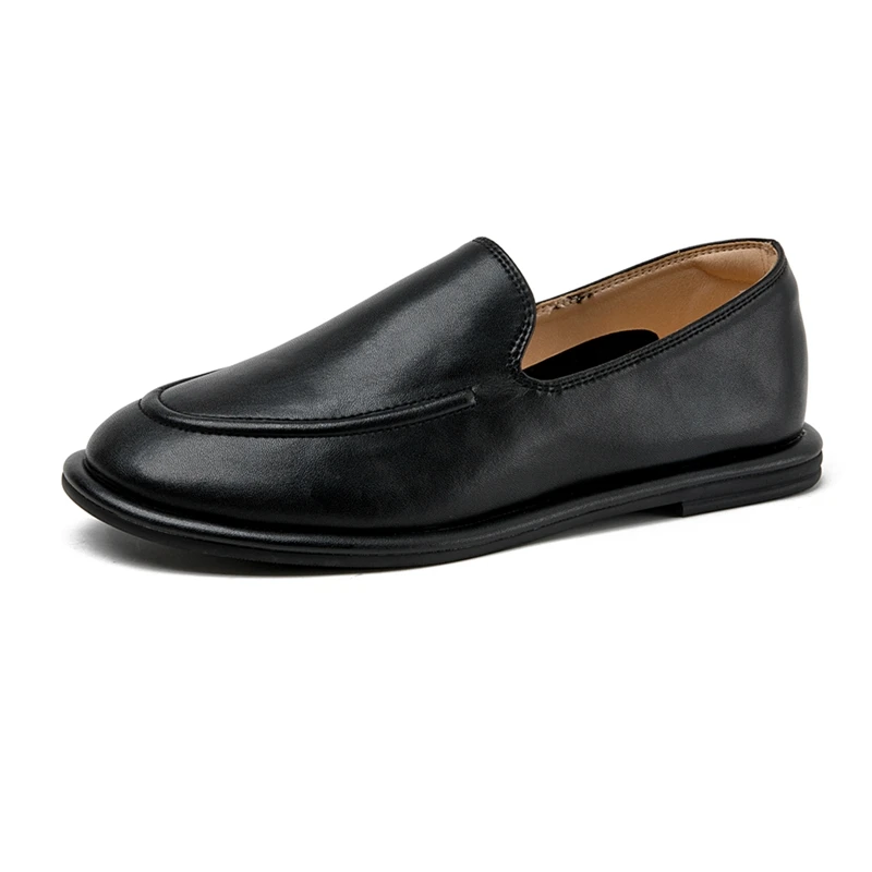 AIYUQI Loafers Women 2025 New Spring Round Toe One Foot Slip-on Shoes Women Genuine Leather Soft Flats Shoes Women 3