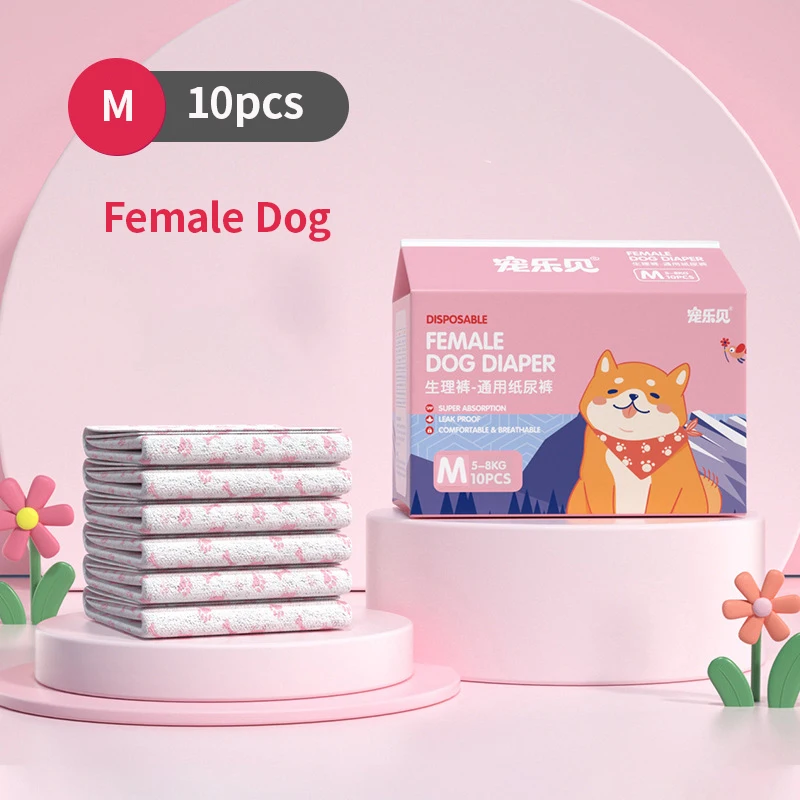 10-Pack Disposable Dog Diaper Pants - Adjustable, Leakproof, Breathable, and Safe
