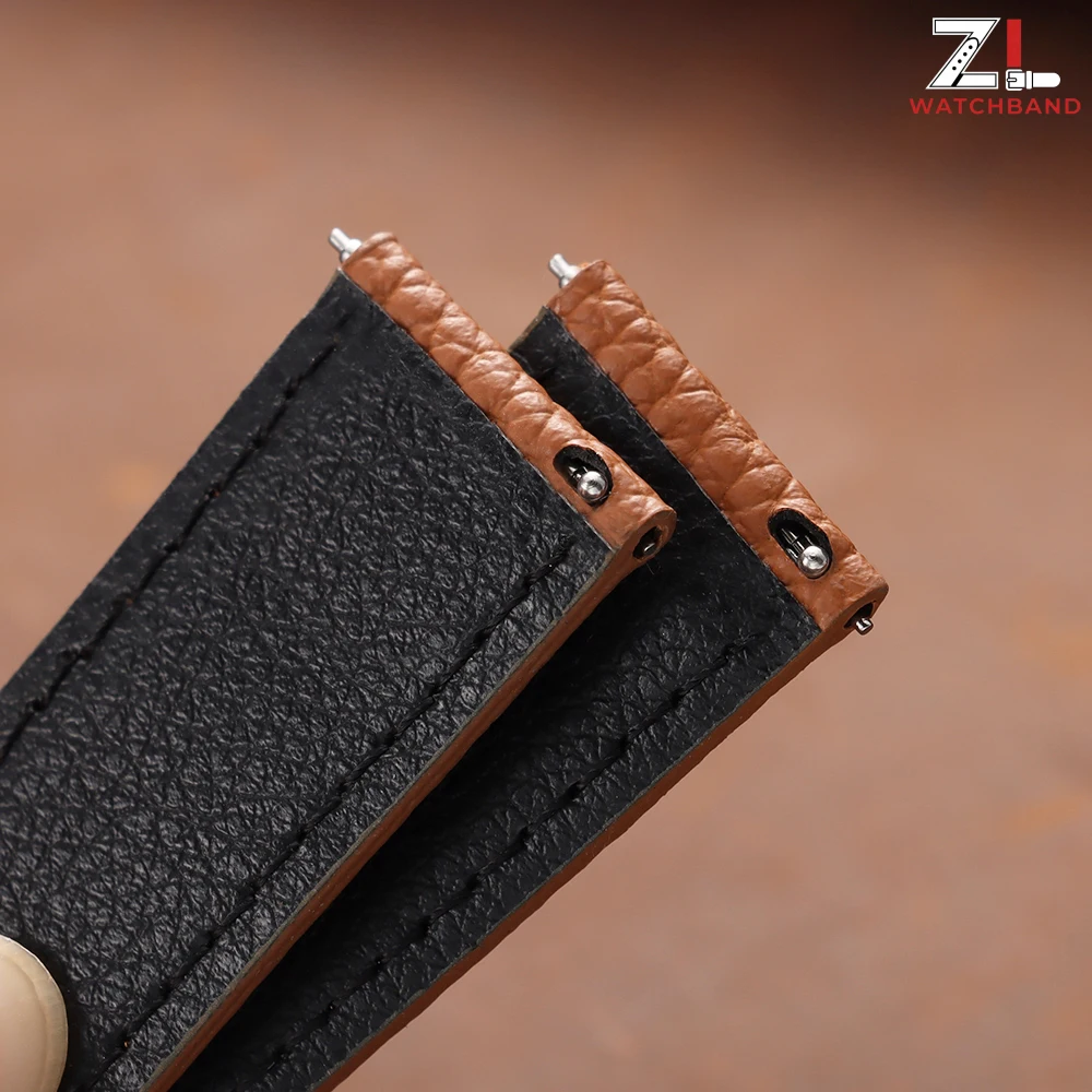 Lychee Pattern Leather Quick Release Watch Strap Bracelet