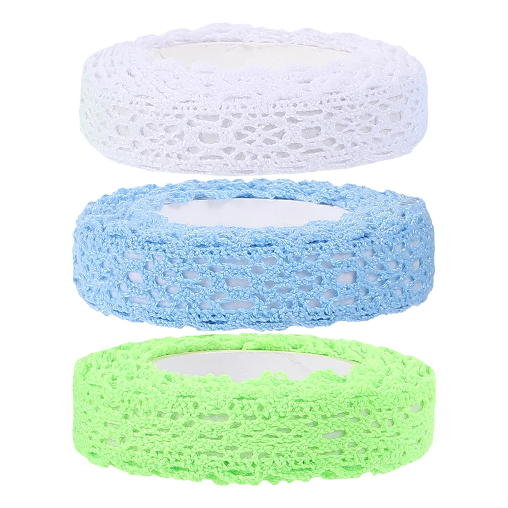 

3 Rolls of Adhesive Photo Frame Lace Tape Hand Crafting Lace Tape Self-Adhesive Tape Lace Pattern Tape