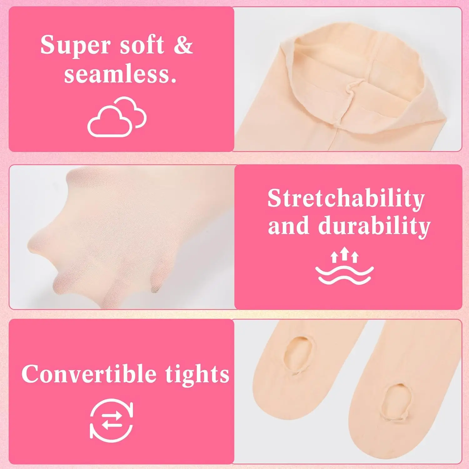 Girls Ballet Dance Tights Stockings 1-8 Year 3/2/1 Pairs