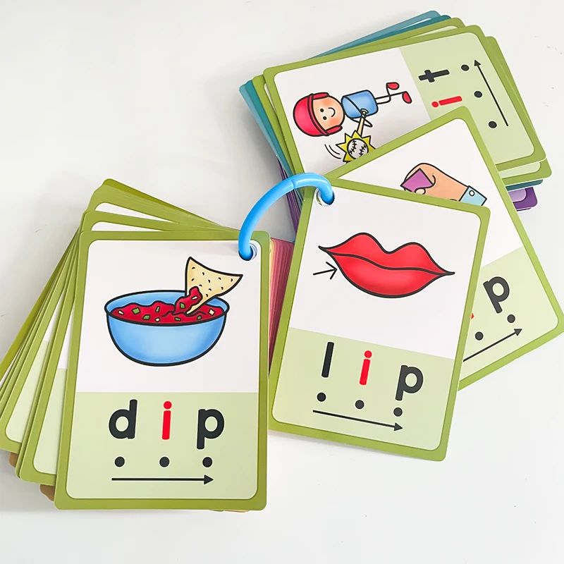Kids CVC Words Learning Cards ESL Teaching Materials for Toddlers Sight Words Teaching Aids Vocabulary Educational Montessori 5