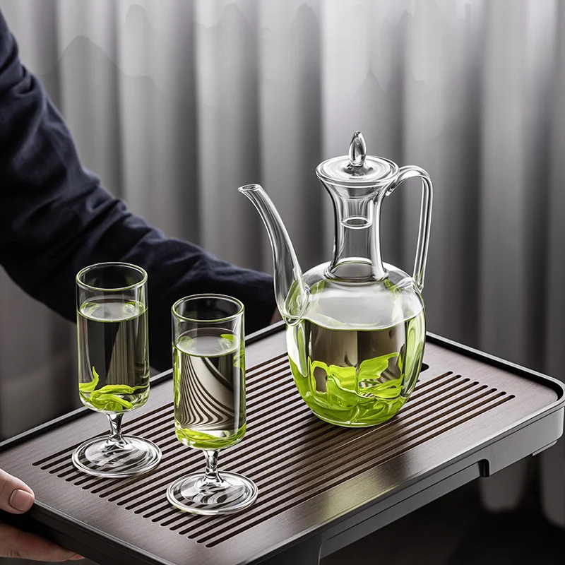 GIANXI Chinese Tea Ceremony Culture Glass Teapot Imitation Song Swan Neck Long Mouth Hand Pot Electric Clay Oven Heating Tea Set glass teapot,tea brewing pot
