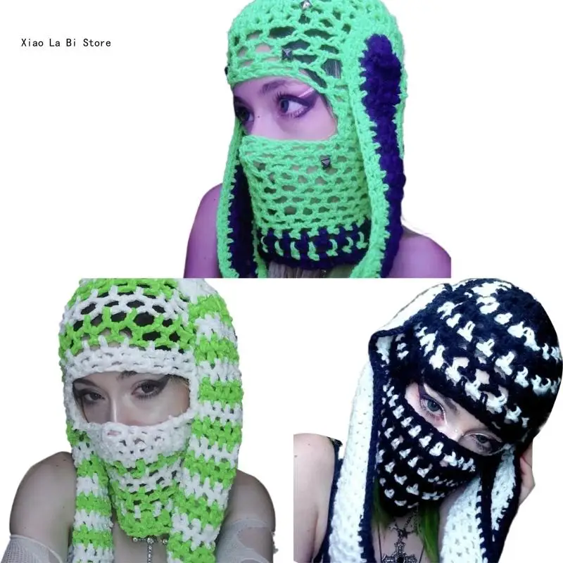 

Knit Balaclava Hat for Female Girls Winter Autumn Full Face Cover Hat Cosplay Balaclava Hat Outdoor Sports XXFD