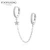 YUXINTOME 1 PC 925 en argent Sterling aiguille d'oreille coloré Zircon chaîne gland boucles d'oreilles pour les femmes deux trous boucle d'oreille bijoux A45