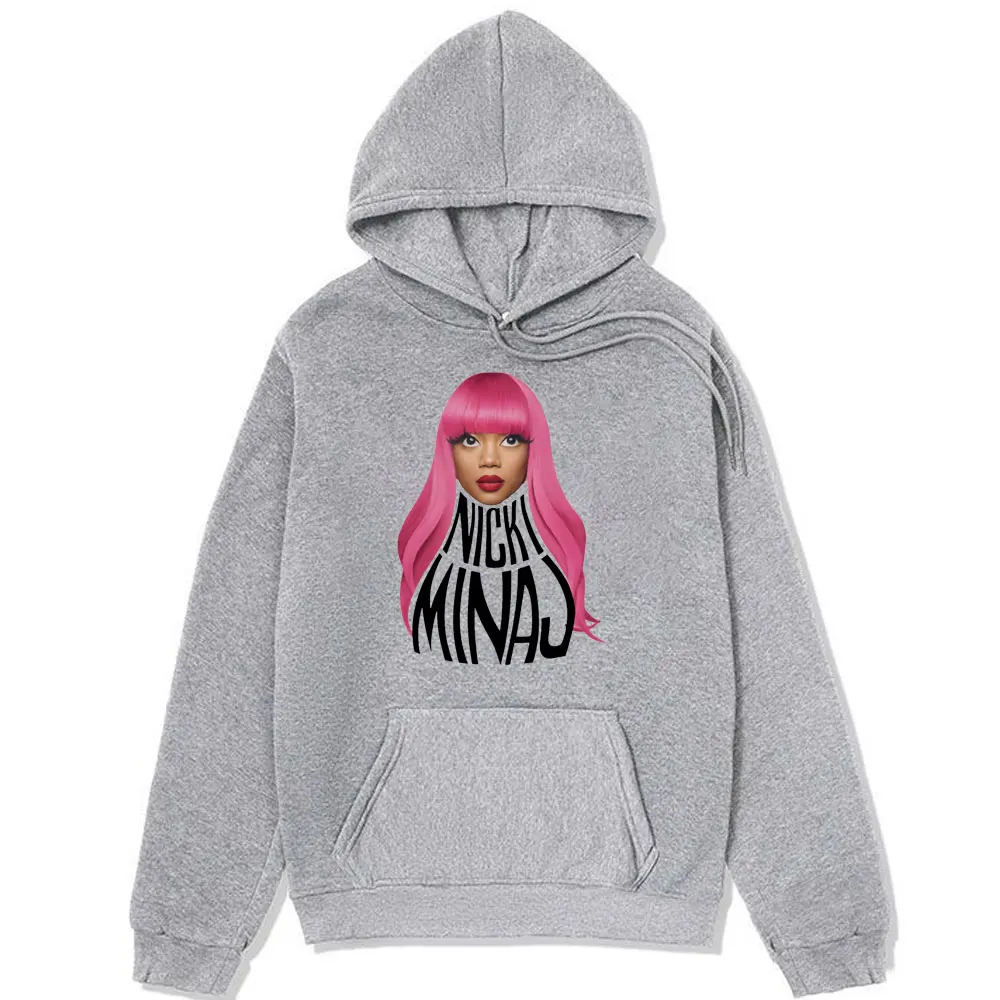 Rapper Nicki Minaj Pink Friday 2 2024 World Tour Print Hoodie Male Hip Hop Vintage Oversized Hooded Sweatshirt Long Sleeve Tops