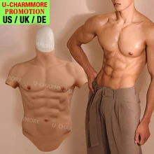 U-CHARMMORE Fake Chest Silicone Simulation Muscle Abs Breast Forms Cosplay Man Artificial  Crossdresser Costume