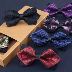 Korean Plaid Bow Tie Adult Adjustable Printed Stripted Bowtie Men Women Party Dinner Daily Casual Ties Wedding Groom Accessories