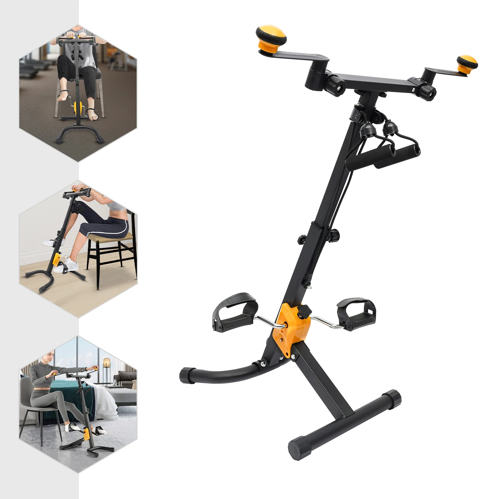 Professional Foldable Exercise Bike for Rehabilitation & Full-Body Training - 8-Level Adjustable Height,Rotatable Handles 4