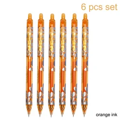 Vibrant Erasable Gel Pens Set - Pack of 6 with Washable Ink for Office and School Writing (6pcs Orange)