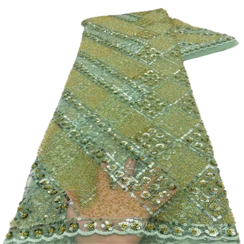 

Green Lace African Net Lace Sequins African French Tulle Lace African Lace Fabric 5Yards Nigerian Lace Fabric For Wedding