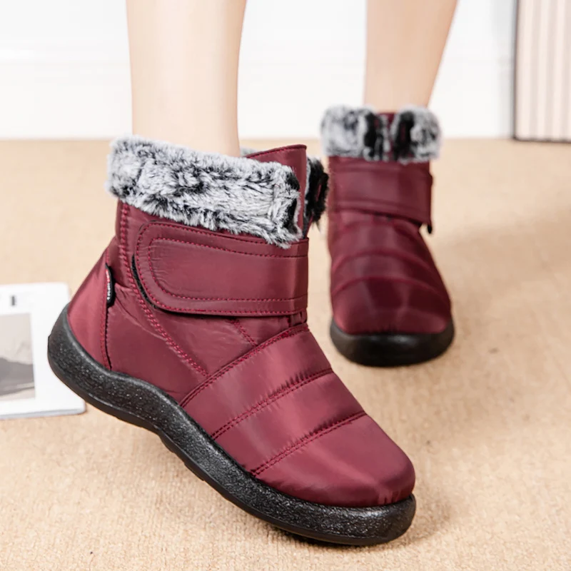 Womens Waterproof Boots Made Of Looped Rabbit Fur