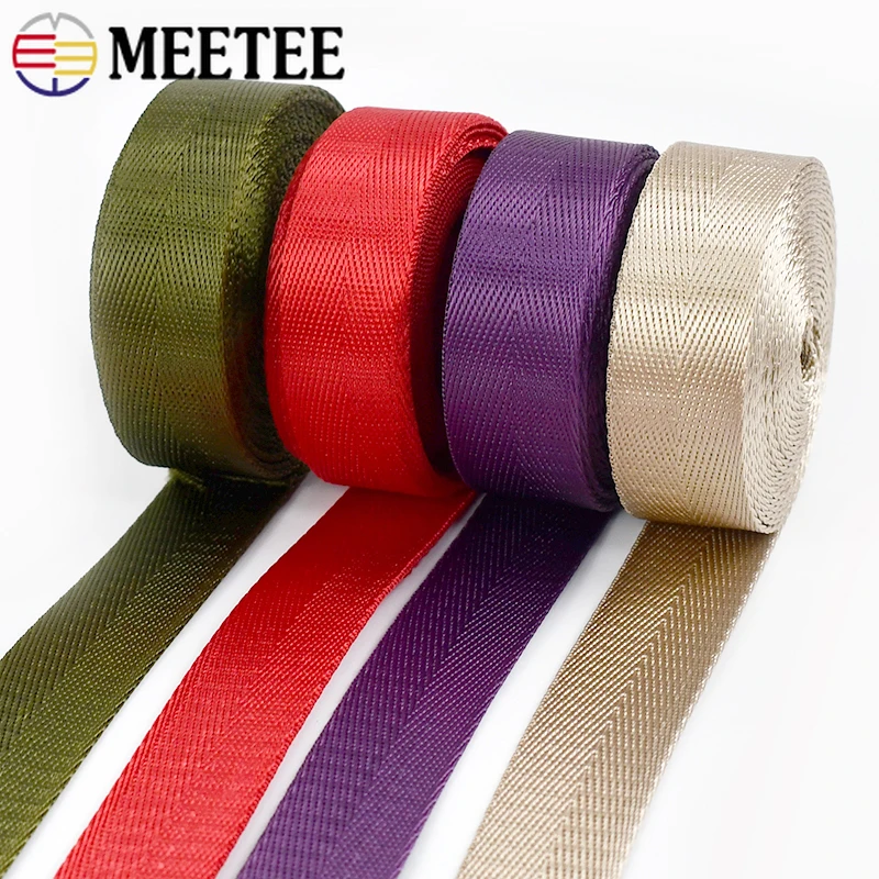 Meetee 컬러 나일론 웨빙 스트랩, 안전 벨트 리본 테이프 배낭 바인딩 트림, 의류 장식 밴드, 바느질 재료, 5 미터, 20-50mm