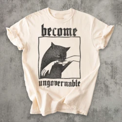 Ungovernable Cat Graphic Vintage Cotton T - Shirt - S (1)